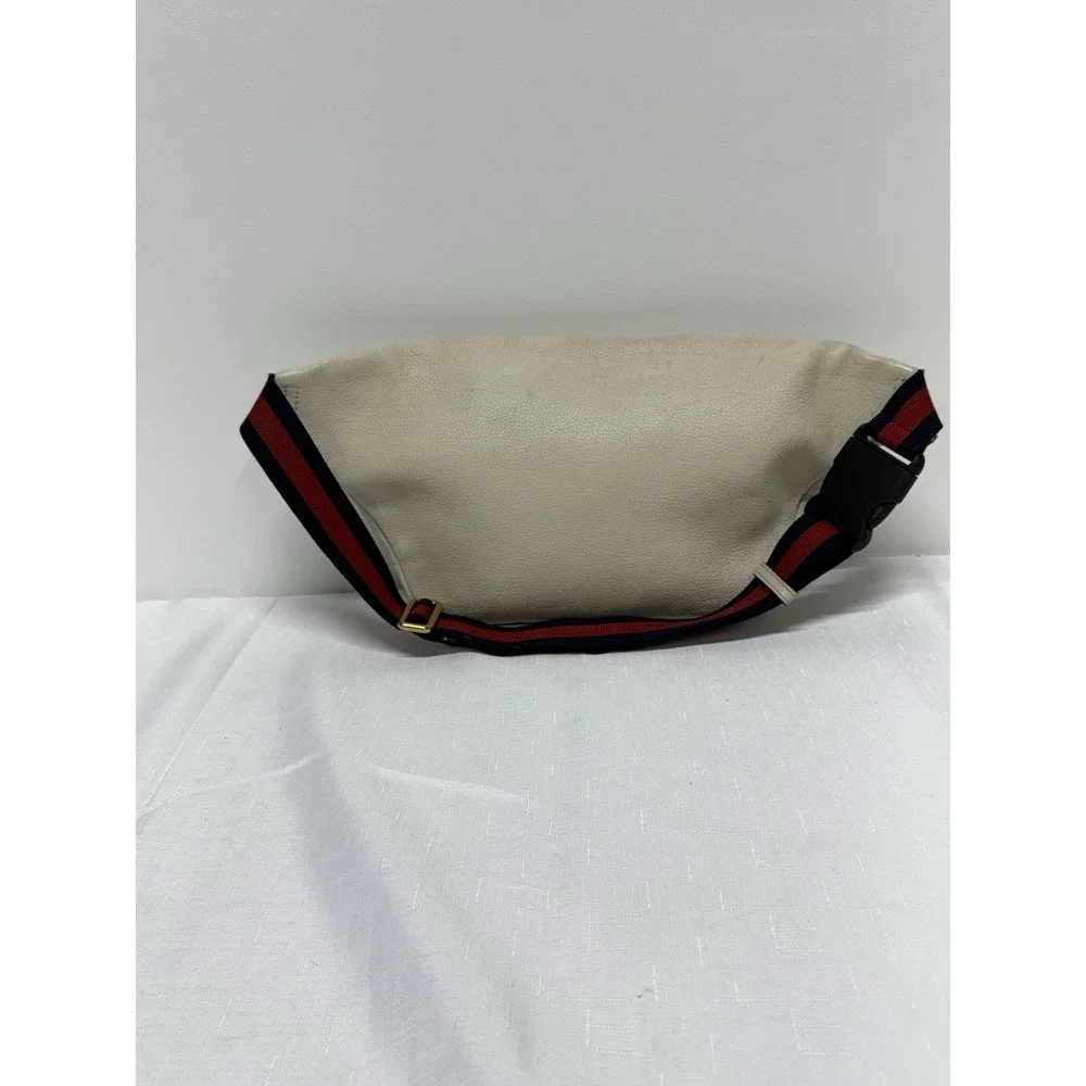 Gucci Logo Belt Bag White Leather Web Stripe Waist Crossbody Fanny Pack COA - Picture 8 of 15